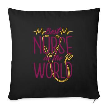 Krankenpflegerin - best nurse in the world - Sofakissenbezug 45 x 45 cm - Schwarz - Vorne