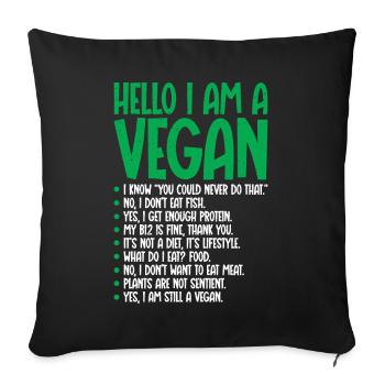 Je suis végétarien végétalien - Housse de coussin décorative 45 x 45 cm - noir - Devant