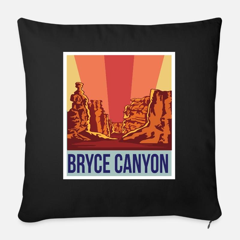 Bryce Canyon Retro National Park Souvenir Utah Rock - Housse de coussin décorative 45 x 45 cm - noir