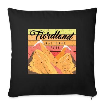 Parc national de Fiordland Nouvelle-Zélande Nature Mountains Wan - Housse de coussin décorative 45 x 45 cm - noir - Devant