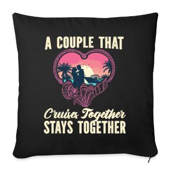Couples de vacances en bateau de croisière - Housse de coussin décorative 45 x 45 cm - noir - Devant