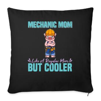 Maman mécanicienne comme une maman régulière mais plus cool - Housse de coussin décorative 45 x 45 cm - noir - Devant