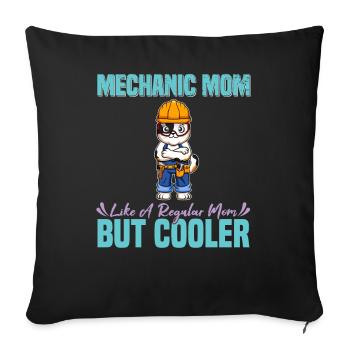 Maman mécanicienne comme une maman régulière mais plus cool - Housse de coussin décorative 45 x 45 cm - noir - Devant