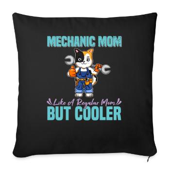 Maman mécanicienne comme une maman régulière mais plus cool - Housse de coussin décorative 45 x 45 cm - noir - Devant