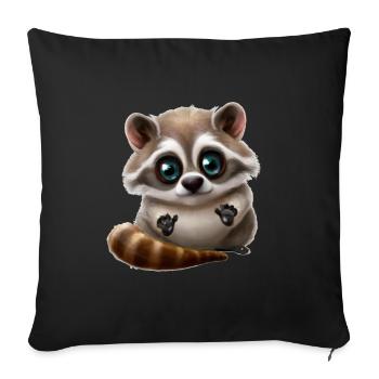 Raccoon Cute Animal - Sofa pillowcase 17,3'' x 17,3'' (45 x 45 cm) - black - Front