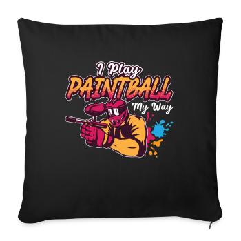 Paintball Je joue Paintball Airgun Paintball Player - Housse de coussin décorative 45 x 45 cm - noir - Devant