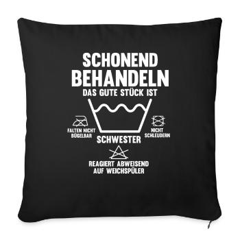 Geschwister Familie Schwestern Schwester - Sofakissenbezug 45 x 45 cm - Schwarz - Vorne