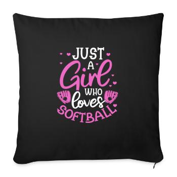 Softball Girl Player Baseball Pitcher Gift - Housse de coussin décorative 45 x 45 cm - noir - Devant
