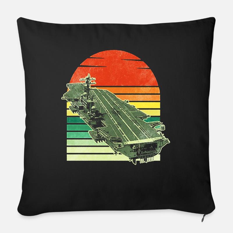 Porte-avions - Housse de coussin décorative 45 x 45 cm - noir