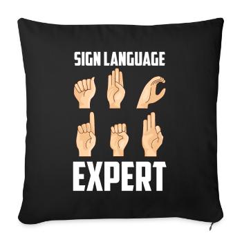 Gestes de sensibilisation des experts en langue des signes - Housse de coussin décorative 45 x 45 cm - noir - Devant