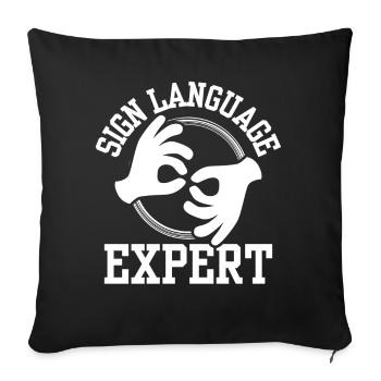 Gestes de sensibilisation des experts en langue des signes - Housse de coussin décorative 45 x 45 cm - noir - Devant