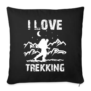 J’adore le trekking randonneurs - Housse de coussin décorative 45 x 45 cm - noir - Devant
