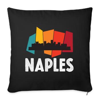 Neapel-Skyline-Retro- Italien-Souvenir-italienisch - Sofakissenbezug 45 x 45 cm - Schwarz - Vorne