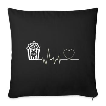 Popcorn Heartbeat Soirée cinéma Soirée cinéma Riz Snack - Housse de coussin décorative 45 x 45 cm - noir - Devant