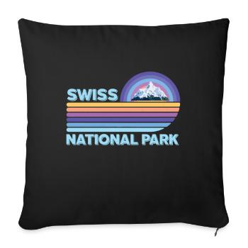Swiss National Park Snow Engadin Cam - Sofa pillowcase 17,3'' x 17,3'' (45 x 45 cm) - black - Front