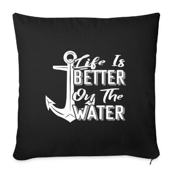 La vie est sur l’eau-ancre-proverbe-chercher-chercher - Housse de coussin décorative 45 x 45 cm - noir - Devant