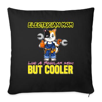 Electrician Mom Like A Regualr Mom But Cooler - Sofa pillowcase 17,3'' x 17,3'' (45 x 45 cm) - black - Front