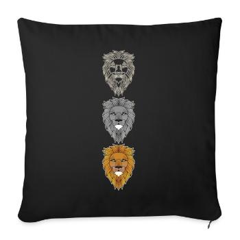 Lion Animal Head Predator Animal Motif with Wildlife - Sofa pillowcase 17,3'' x 17,3'' (45 x 45 cm) - black - Front