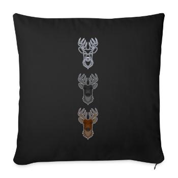 Rothirsch Geweih mit Hirschgeweih - Sofakissenbezug 45 x 45 cm - Schwarz - Vorne