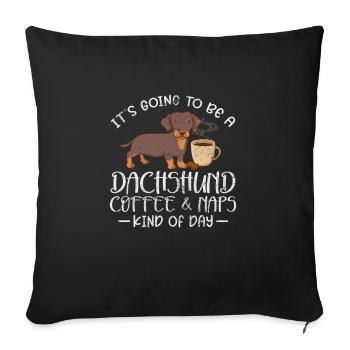 Dachshund Coffee - Sofa pillowcase 17,3'' x 17,3'' (45 x 45 cm) - black - Front