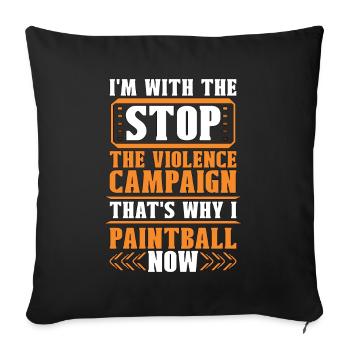Paintball Je suis avec Stop Violence maintenant Airgun Player - Housse de coussin décorative 45 x 45 cm - noir - Devant