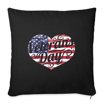 Cœur du drapeau américain pour la Journée des anciens combattants - Housse de coussin décorative 45 x 45 cm - noir - Devant