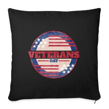 Logo rond du drapeau américain pour la Journée des anciens combattants - Housse de coussin décorative 45 x 45 cm - noir - Devant