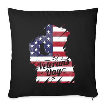 Patriotic Salute US Flag For Veterans Day - Sofakissenbezug 45 x 45 cm - Schwarz - Vorne