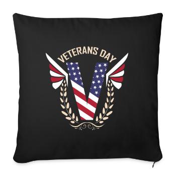 Big V In Us Couleurs de drapeau avec des feuilles de chêne pour - Housse de coussin décorative 45 x 45 cm - noir - Devant