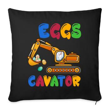 Drôles d’œufsCavatricePelleteuse heureuse Pâques Oeuf Enfants - Housse de coussin décorative 45 x 45 cm - noir - Devant