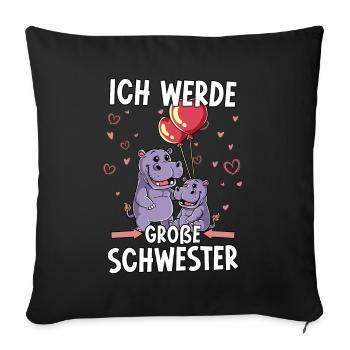Ich Werde Große Schwester - Sofakissenbezug 45 x 45 cm - Schwarz - Vorne