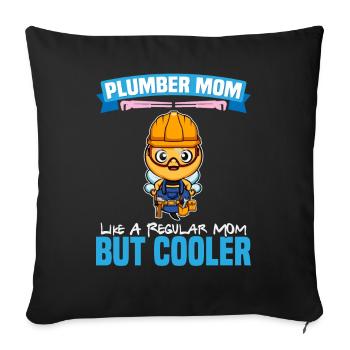 Maman plombière comme une maman régulière mais plus cool - Housse de coussin décorative 45 x 45 cm - noir - Devant