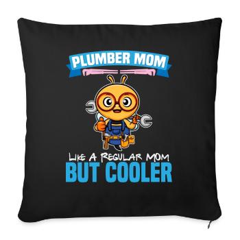 Maman plombière comme une maman régulière mais plus cool - Housse de coussin décorative 45 x 45 cm - noir - Devant