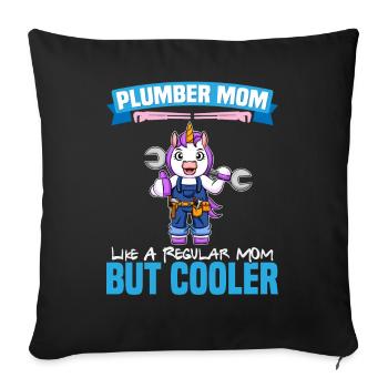 Maman plombière comme une maman régulière mais plus cool - Housse de coussin décorative 45 x 45 cm - noir - Devant