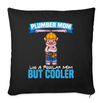 Maman plombière comme une maman régulière mais plus cool - Housse de coussin décorative 45 x 45 cm - noir - Devant