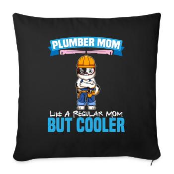 Maman plombière comme une maman régulière mais plus cool - Housse de coussin décorative 45 x 45 cm - noir - Devant