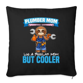 Maman plombière comme une maman régulière mais plus cool - Housse de coussin décorative 45 x 45 cm - noir - Devant