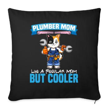 Maman plombière comme une maman régulière mais plus cool - Housse de coussin décorative 45 x 45 cm - noir - Devant