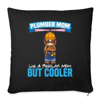 Maman plombière comme une maman régulière mais plus cool - Housse de coussin décorative 45 x 45 cm - noir - Devant