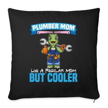Maman plombière comme une maman régulière mais plus cool - Housse de coussin décorative 45 x 45 cm - noir - Devant