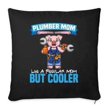 Maman plombière comme une maman régulière mais plus cool - Housse de coussin décorative 45 x 45 cm - noir - Devant