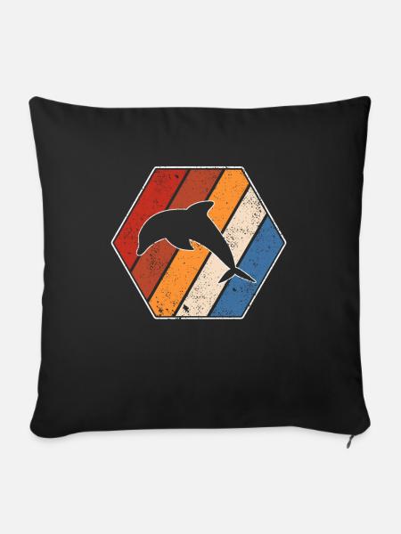 Delfin Retro - Sofakissenbezug 45 x 45 cm - Schwarz