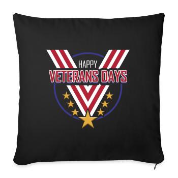 Big V Shaped Medal Ribbon Happy Veterans Day - Sofakissenbezug 45 x 45 cm - Schwarz - Vorne