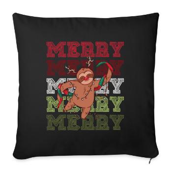 Merry Christmas Merry Sloth Christmas Tree - Sofa pillowcase 17,3'' x 17,3'' (45 x 45 cm) - black - Front