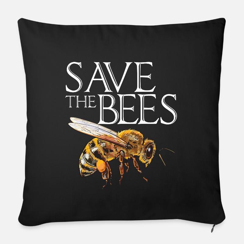 Save The Bees Apiculture Honey Bee Queen Bee Imk - Housse de coussin décorative 45 x 45 cm - noir