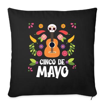 Cinco de Mayo Violin Skull Mexico National Day Mex - Sofakissenbezug 45 x 45 cm - Schwarz - Vorne