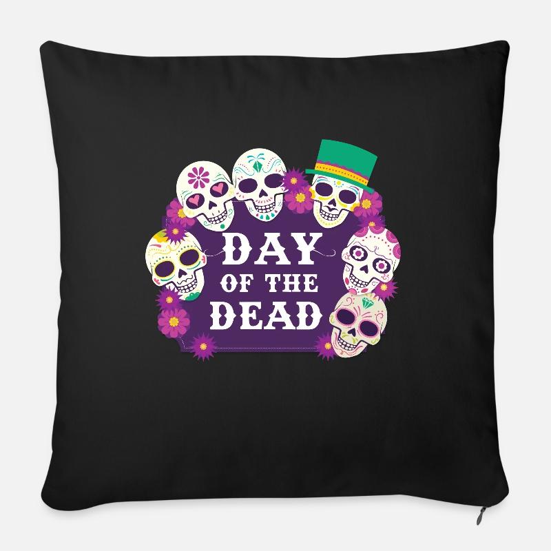 Tag Der Toten Sugar Skull mexikanischen Feiertags - Sofakissenbezug 45 x 45 cm - Schwarz