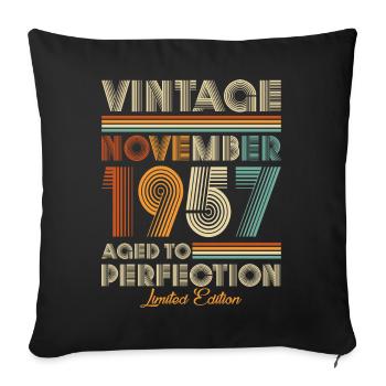 Vintage Aged To Perfection November 1957 - Sofa pillowcase 17,3'' x 17,3'' (45 x 45 cm) - black - Front