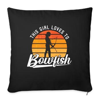 Bowfishing This Girl Loves Retro Fishing Bowfisher - Sofa pillowcase 17,3'' x 17,3'' (45 x 45 cm) - black - Front