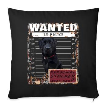 Motif amusant Black Labrador WANTED - Housse de coussin décorative 45 x 45 cm - noir - Devant